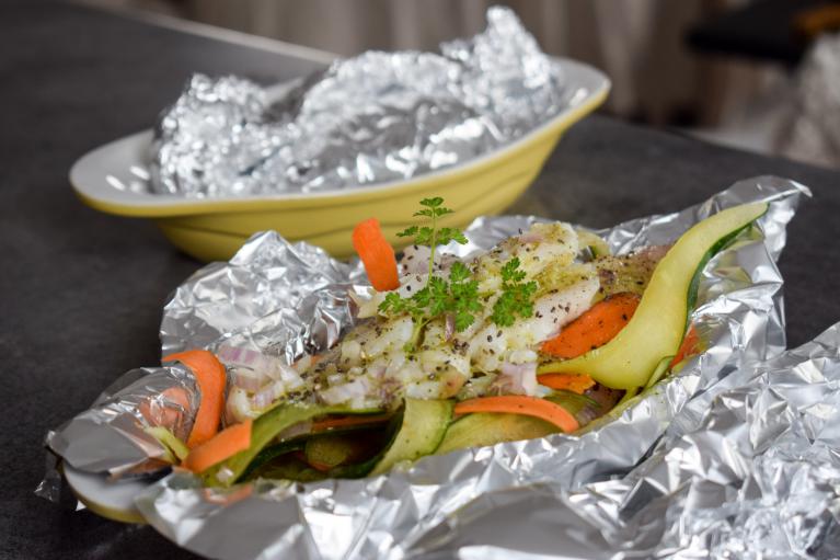 Papillotte d'eglefin et ses tagliatelles de légumes
